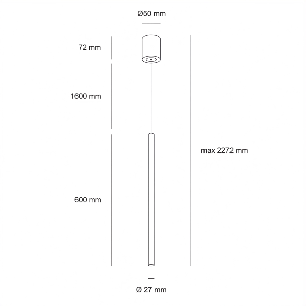 Снимка на Цилиндричен LED пендел Emo | 60cm | 3000K | 7 W